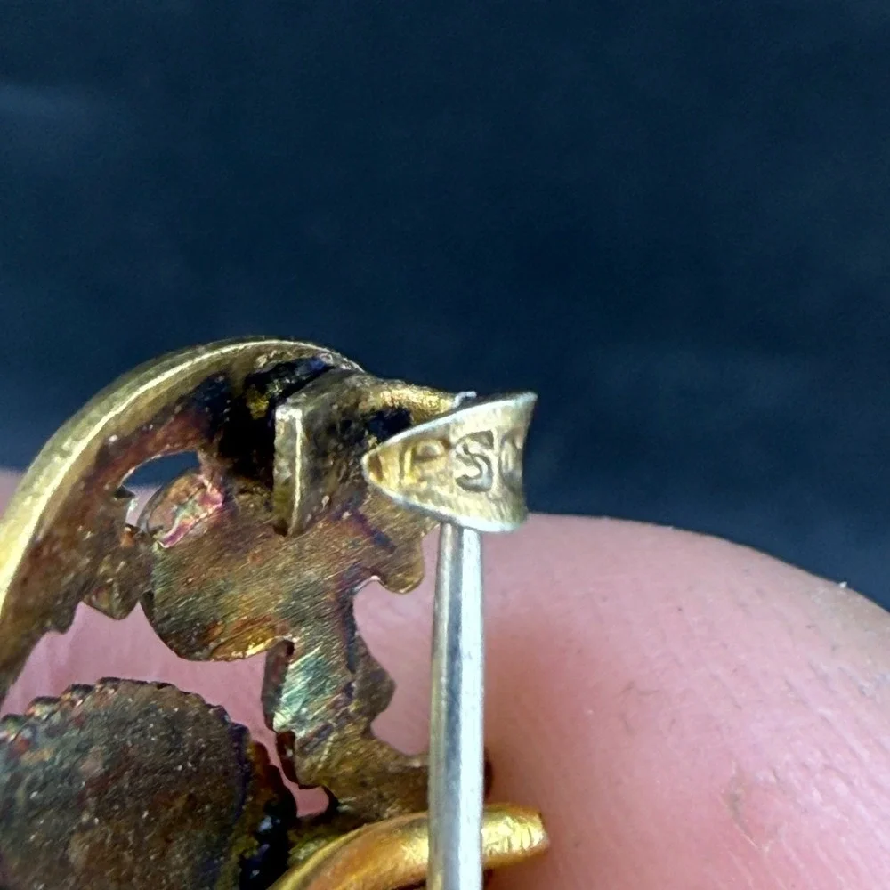 Vintage Gold Filled Watch Fob Brooch Engraved ‎ Monogram 